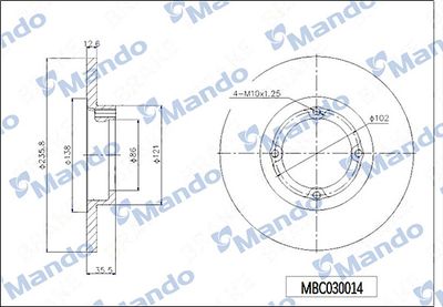 Диск тормозной передний Mando MBC030014