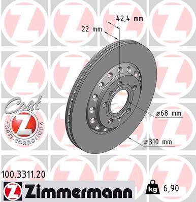 Диск тормозной ZIMMERMANN 100331120