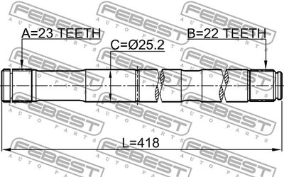 Полуось правая FEBEST 0312ESATRH
