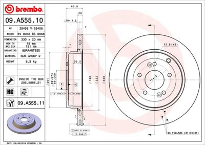 Диск тормозной BREMBO 09A55511