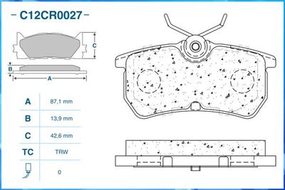 Колодки тормозные задние CWORKS C12CR0027