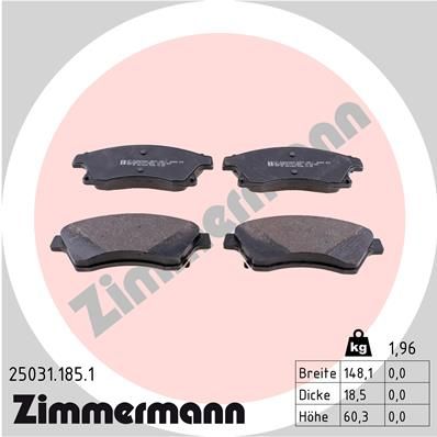 Колодки тормозные дисковые ZIMMERMANN 250311851