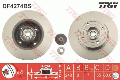 Диск тормозной TRW DF4274BS