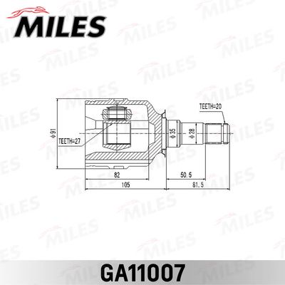 ШРУС внутренний левый Miles GA11007
