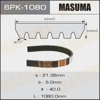 Ремень поликлиновой Masuma 6PK1080