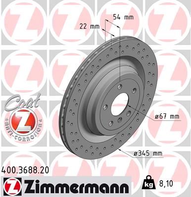 Диск тормозной ZIMMERMANN 400368820