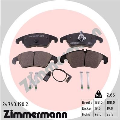 Колодки тормозные дисковые ZIMMERMANN 247431902