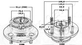 Ступица заднего колеса левая JAPANPARTS KK21039