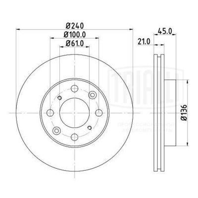 Диск тормозной передний TRIALLI DF230110