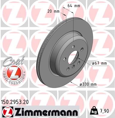 Диск тормозной ZIMMERMANN 150295320
