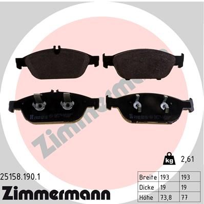 Колодки тормозные передние ZIMMERMANN 251581901