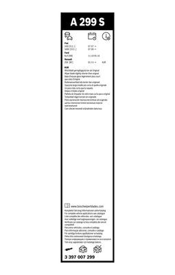 Комплект бескаркасных щеток стеклоочистителя BOSCH 3397007299