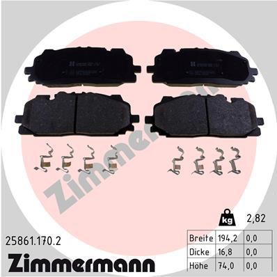 Колодки тормозные дисковые передние ZIMMERMANN 258611702
