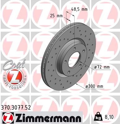 Диск тормозной спортивный ZIMMERMANN 370307752
