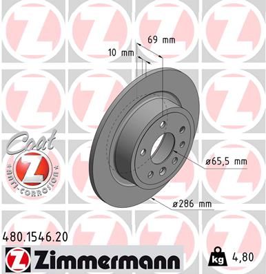 Диск тормозной ZIMMERMANN 480154620