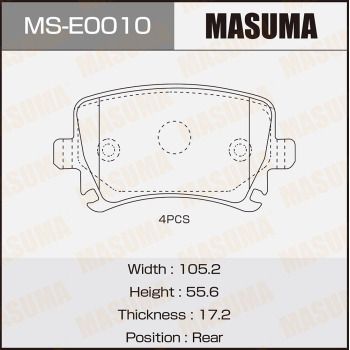 Колодки тормозные дисковые Masuma MSE0010