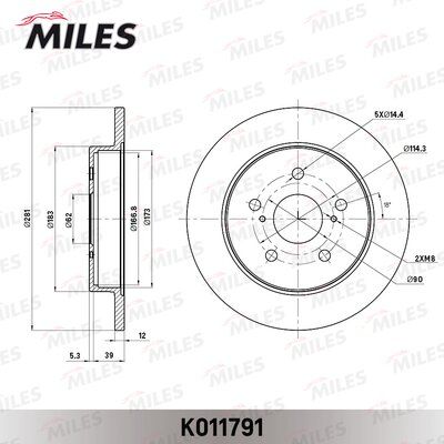 Диск тормозной Miles K011791