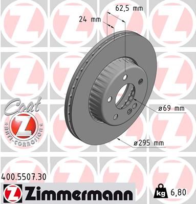 Диск тормозной передний ZIMMERMANN 400550730