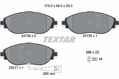 Колодки тормозные дисковые передние TEXTAR 2473803