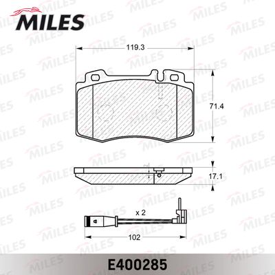 Колодки тормозные передние Miles E400285