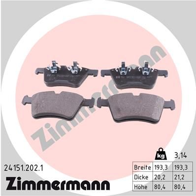 Колодки тормозные передние ZIMMERMANN 241512021