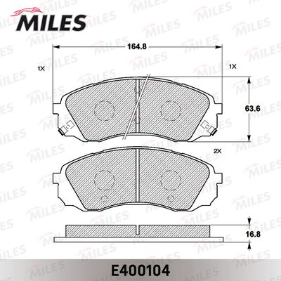 Колодки тормозные передние Miles E400104