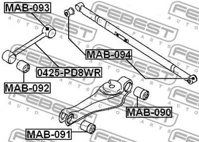 Сайлентблок задней продольной тяги FEBEST MAB092