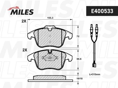 Колодки тормозные передние Miles E400533