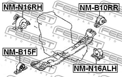 Подушка двигателя задняя FEBEST NMB10RR
