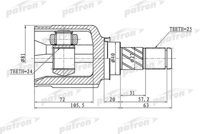 ШРУС внутренний левый PATRON PCV1411