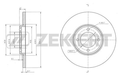 Диск тормозной передний Zekkert BS6565