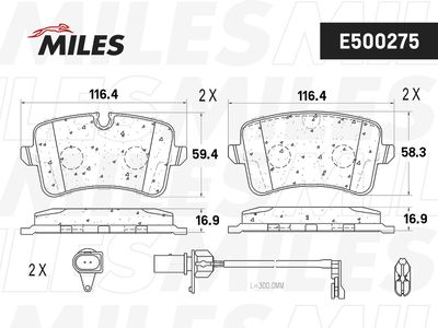 Колодки тормозные задние с датчиком Miles E510379