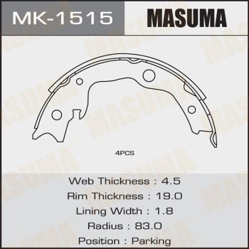 Колодки тормозные барабанные Masuma MK1515