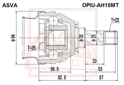 ШРУС внутренний ASVA OPIUAH18MT