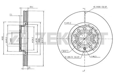 Диск тормозной передний Zekkert BS5279