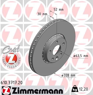 Диск тормозной ZIMMERMANN 610371720