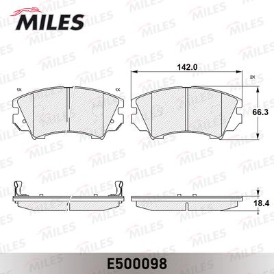 Колодки тормозные передние Miles E500098