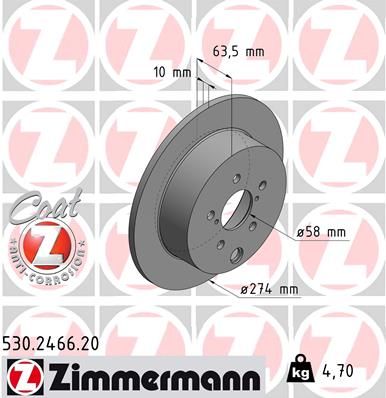 Диск тормозной ZIMMERMANN 530246620