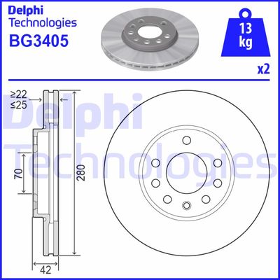 Диск тормозной передний DELPHI BG3405