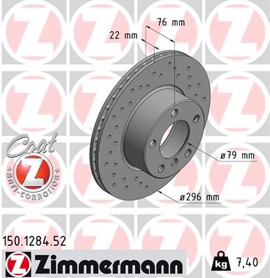 Диск тормозной спортивный ZIMMERMANN 150128452
