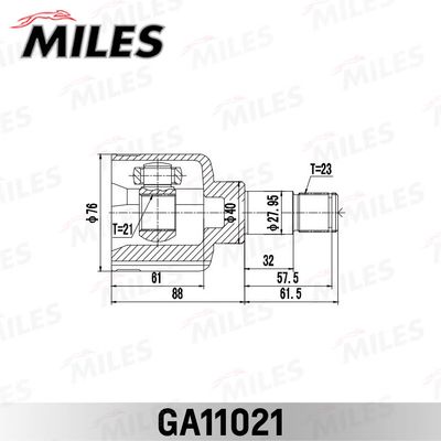 ШРУС внутренний левый Miles GA11021