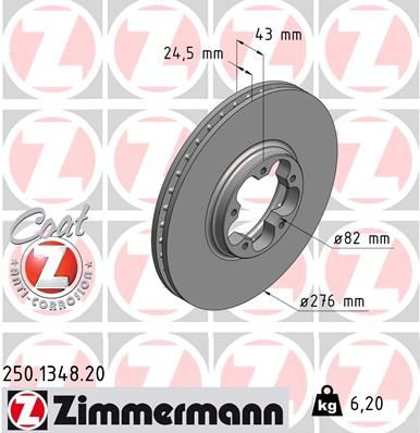 Диск тормозной ZIMMERMANN 250134820