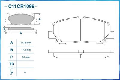 Колодки тормозные передние CWORKS C11CR1099