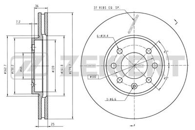 Диск тормозной передний Zekkert BS5307