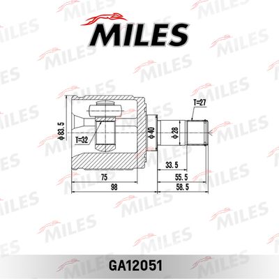 ШРУС внутренний правый Miles GA12051
