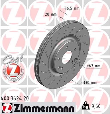 Диск тормозной ZIMMERMANN 400362420