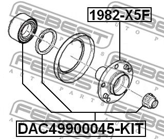 Подшипник передней ступицы FEBEST DAC49900045KIT