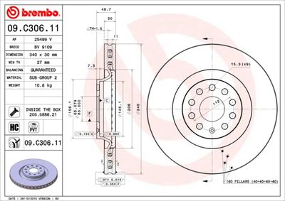Диск тормозной передний BREMBO 09C30611