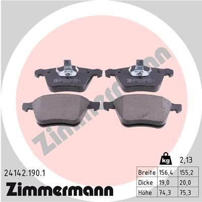 Колодки тормозные передние ZIMMERMANN 241421901