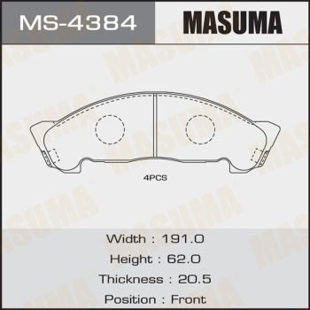 Колодки тормозные дисковые Masuma MS4384
